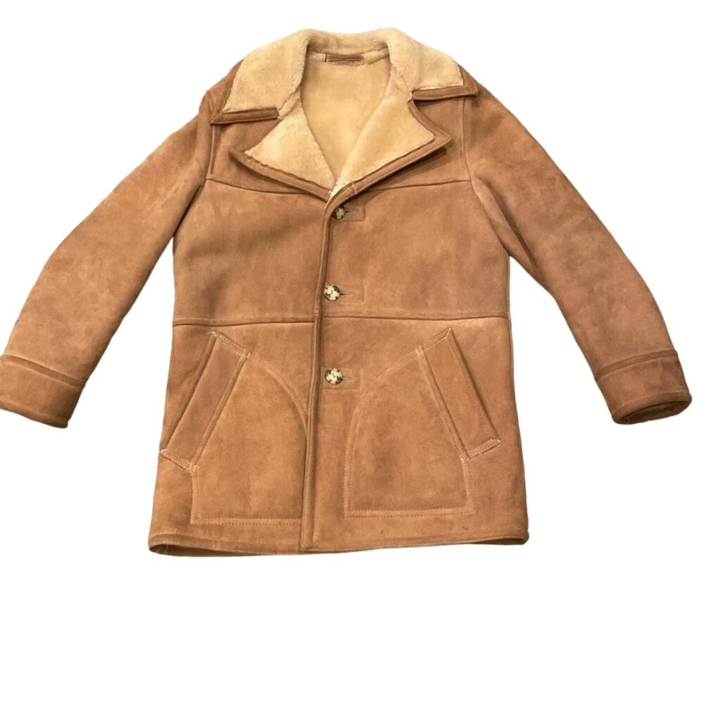 Vintage Lakeland Men's Suede Shearling Lamb Jacket Size 40